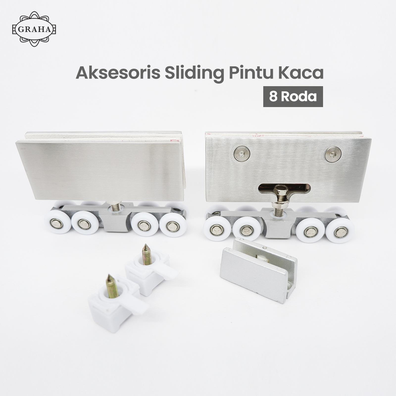 Aksesoris Sliding untuk Pintu Kaca 8 Roda