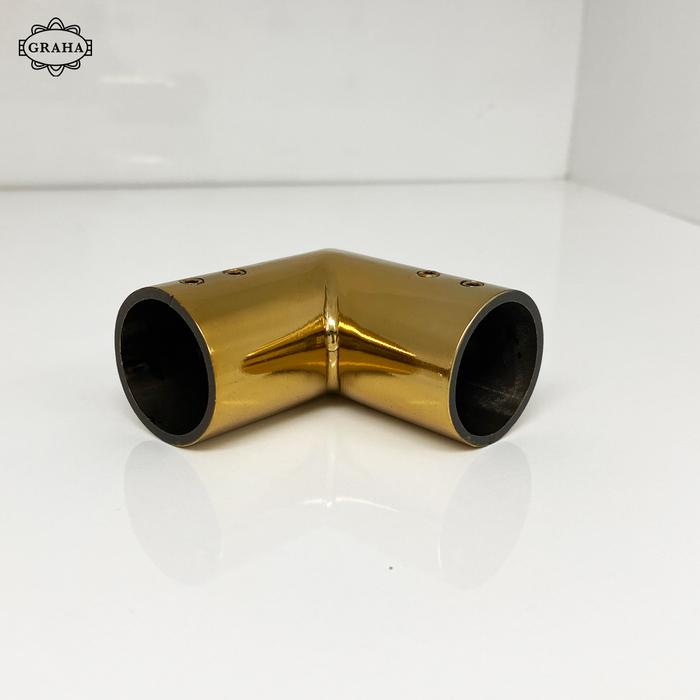 Connector Pipa ke Kaca Siku Mati 1 Inch GOLD / ROSE GOLD - Gold