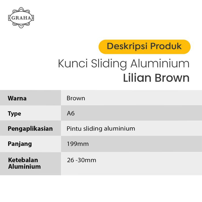 Kunci sliding aluminium lilian Brown