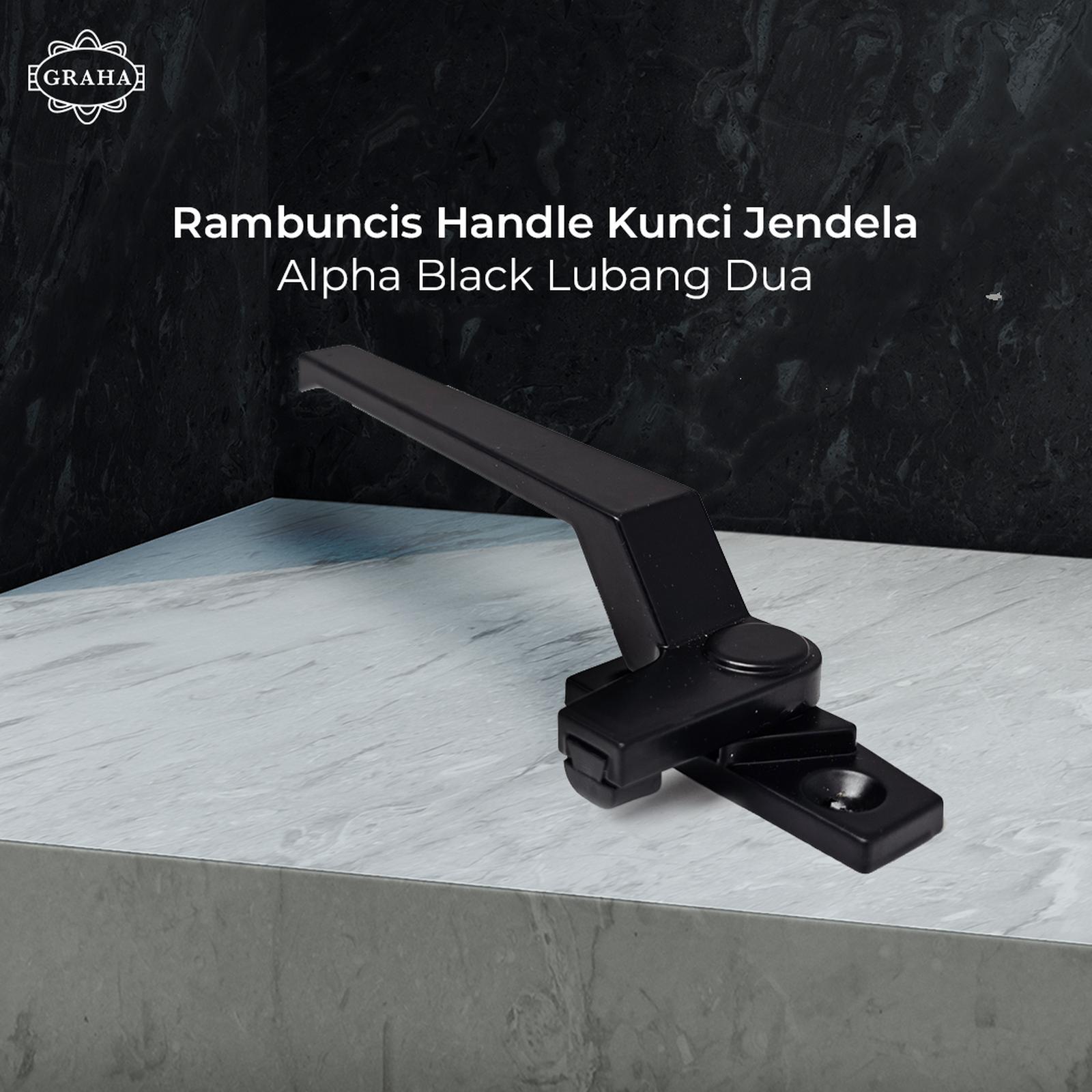 Rambuncis Handle Kunci Jendela | Alpha Hitam Black Lubang Dua