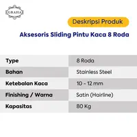 Aksesoris Sliding untuk Pintu Kaca 8 Roda